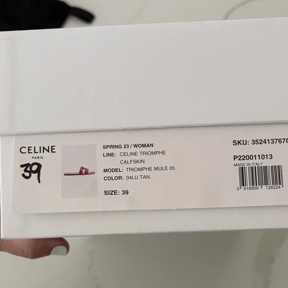 Celine Tan Triomphe Mule Sandals with Gold Details EU 39 - Picture 6 of 8